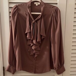 Eesome Brown Ruffle Blouse